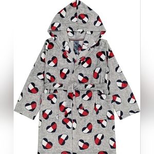 Tommy Hilfiger Girls Plush Robe Gray W/ Hearts Size M 8-10 NEW
